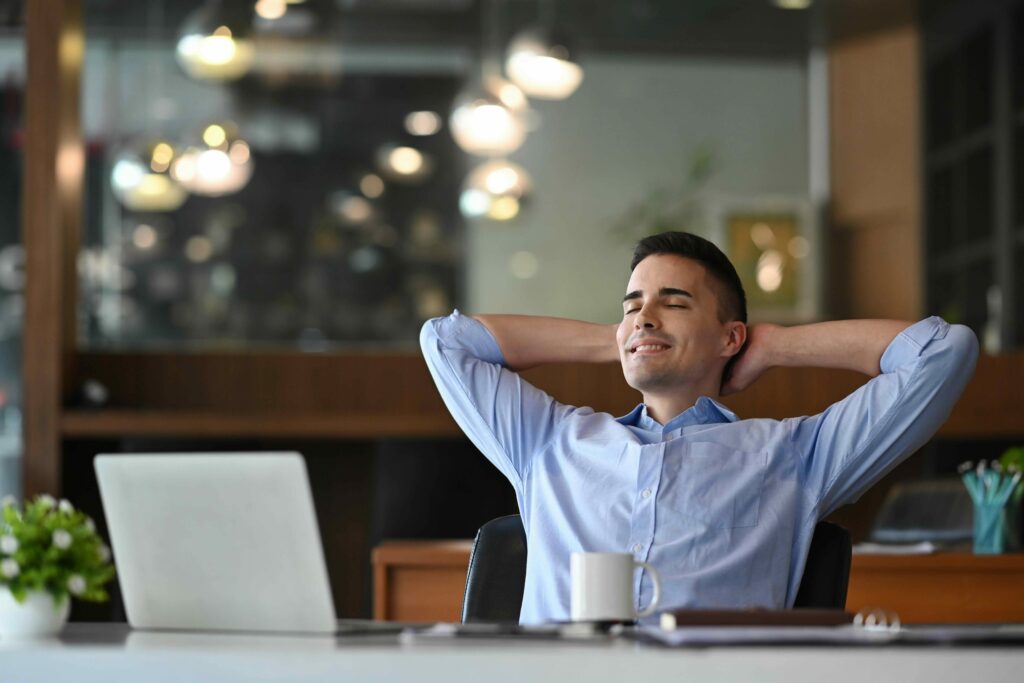yoga, relax, bureau, bénéfice